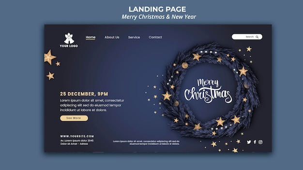 Kostenlose PSD landingpage für weihnachten und neujahr