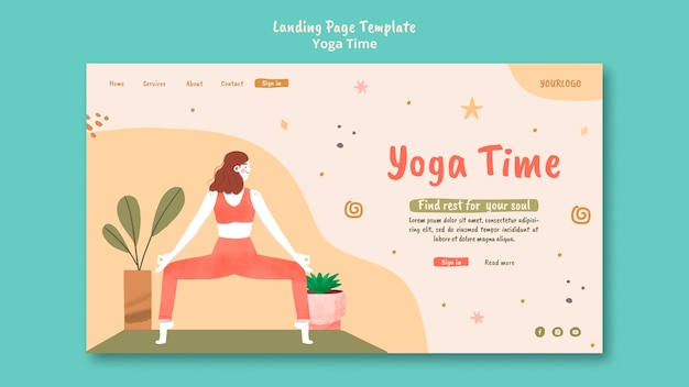 Kostenlose PSD landingpage für yoga-zeit