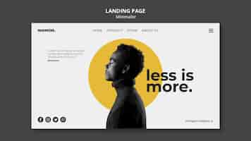 Kostenlose PSD landingpage im minimalstil für kunstgalerie mit mann