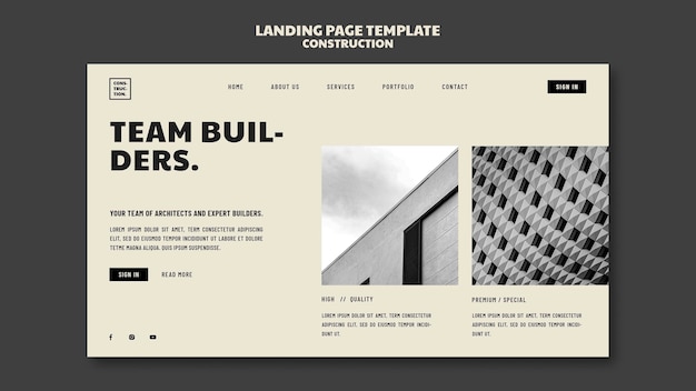 Landingpage-konstruktionsvorlage im flachen design