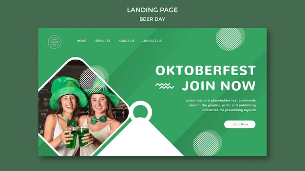 Kostenlose PSD landingpage-konzept für den biertag