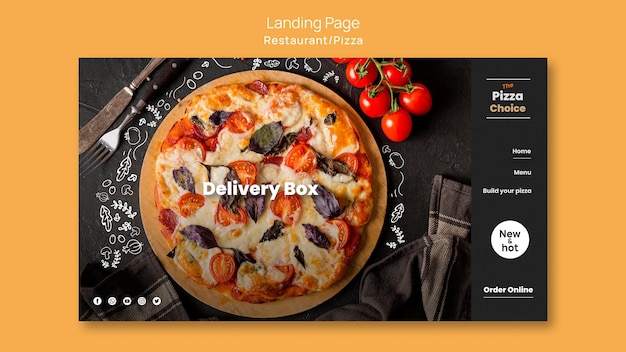 Kostenlose PSD landingpage pizza restaurant vorlage