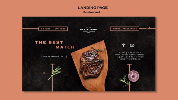 Kostenlose PSD landingpage restaurant promo vorlage