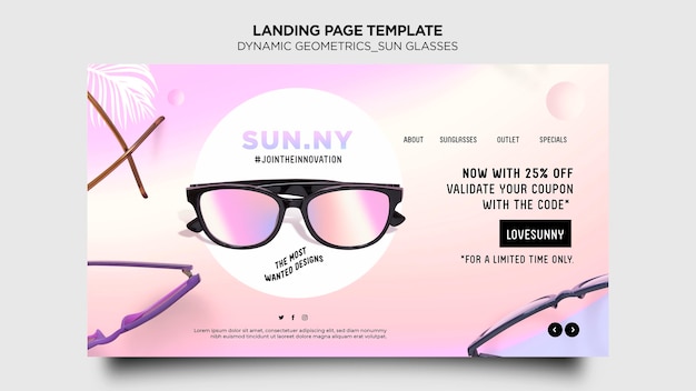 Kostenlose PSD landingpage sonnenbrille shop vorlage