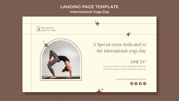 Landingpage-template-design für den internationalen yoga-tag