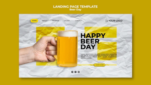 Kostenlose PSD landingpage-thema für den biertag