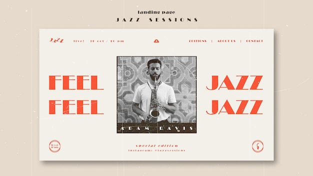 Kostenlose PSD landingpage-vorlage des jazz-konzepts