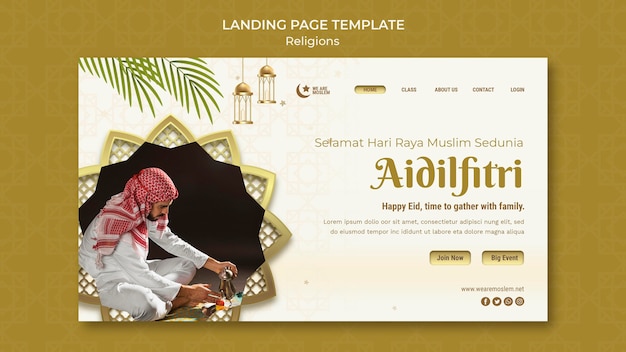 Kostenlose PSD landingpage-vorlage des religionskonzepts