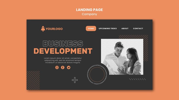 Kostenlose PSD landingpage-vorlage des unternehmens