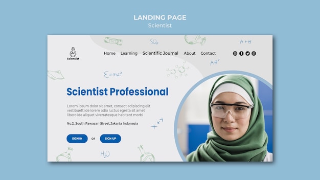 Kostenlose PSD landingpage-vorlage des wissenschaftsclubs