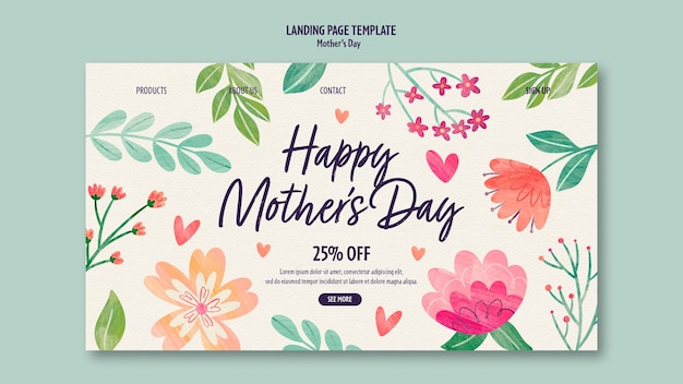 Landingpage-vorlage für aquarell-muttertag