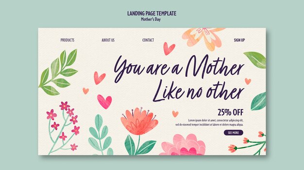 Landingpage-vorlage für aquarell-muttertag