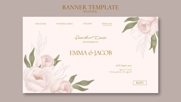 Landingpage-Vorlage für Aquarellblumenhochzeit