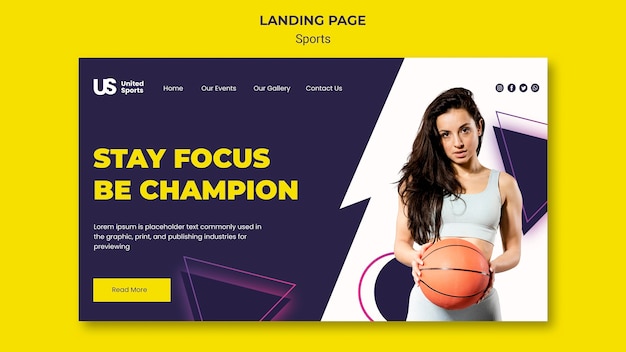 Landingpage-vorlage für basketballturniere