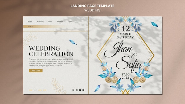 Landingpage-vorlage für blumenhochzeitseinladungen