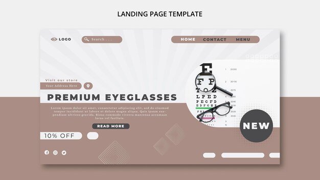 Landingpage-Vorlage für Brillenunternehmen