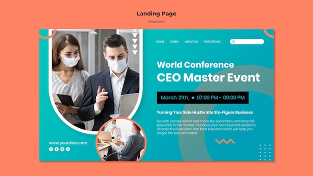 Kostenlose PSD landingpage-vorlage für ceo master event konferenz