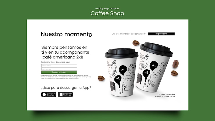 Kostenlose PSD landingpage-vorlage für coffeeshop