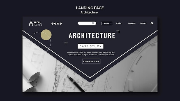 Kostenlose PSD landingpage-vorlage für das architekturkonzept