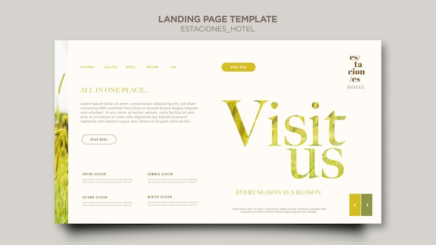 Landingpage-vorlage für das hotelgeschäft
