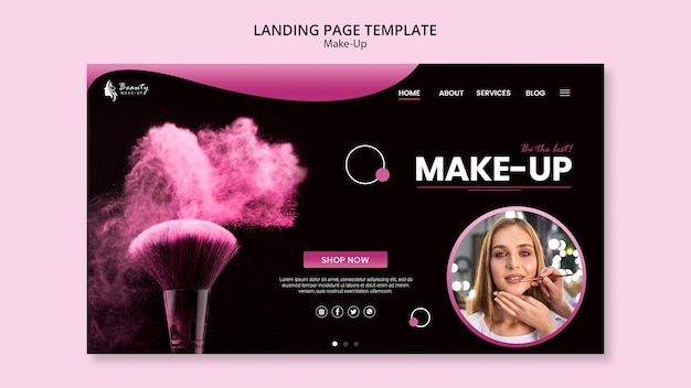 Kostenlose PSD landingpage-vorlage für das make-up-konzept