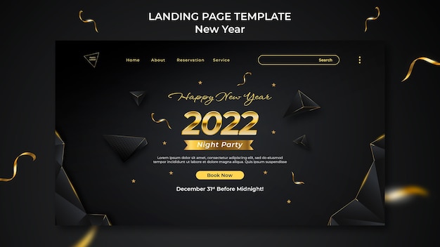 Kostenlose PSD landingpage-vorlage für das neujahrsfest