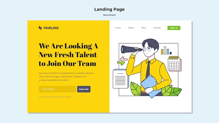 Kostenlose PSD landingpage-vorlage für das rekrutierungskonzept
