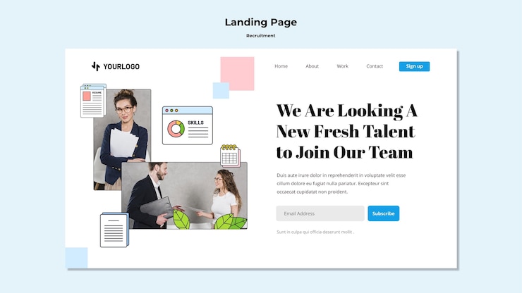 Kostenlose PSD landingpage-vorlage für das rekrutierungskonzept