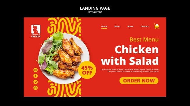 Landingpage-Vorlage für das Restaurantkonzept