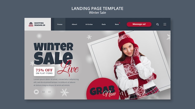 Landingpage-vorlage für das winterdesign