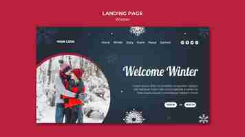 Kostenlose PSD landingpage-vorlage für das winterkonzept