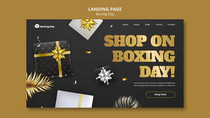 Kostenlose PSD landingpage-vorlage für den boxing day