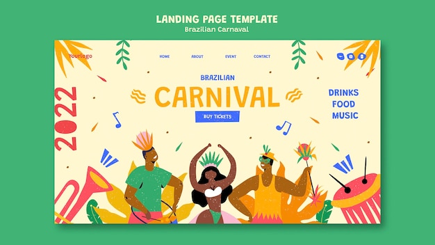 Kostenlose PSD landingpage-vorlage für den brasilianischen karneval