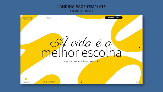 Kostenlose PSD landingpage-vorlage für den brasilianischen suizidpräventionsmonat