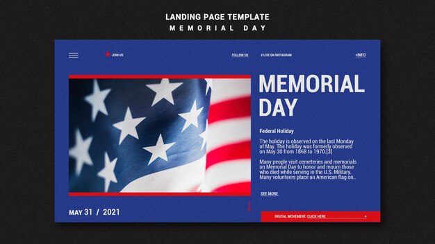 Landingpage-Vorlage für den Gedenktag