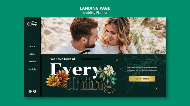 Landingpage-vorlage für den hochzeitsplaner