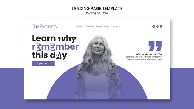 Landingpage-vorlage für den internationalen frauentag