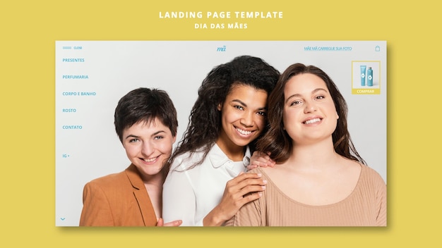 Landingpage-vorlage für den muttertag im flachen design