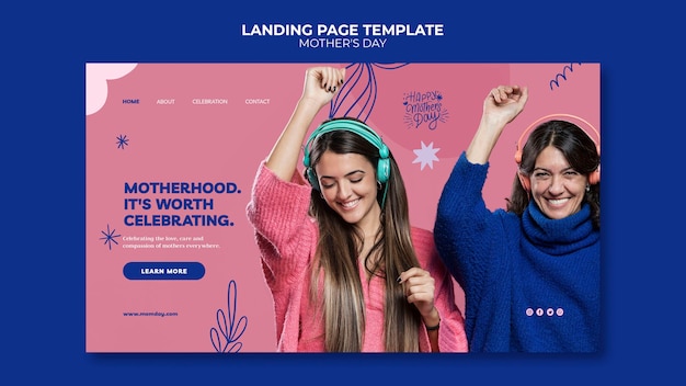 Kostenlose PSD landingpage-vorlage für den muttertag im flachen design