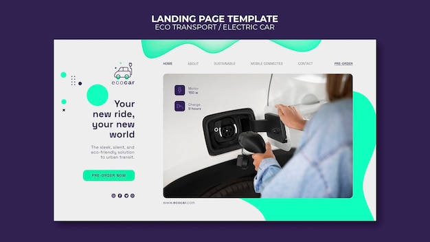 Landingpage-Vorlage für den Öko-Transport im flachen Design