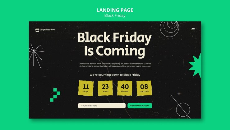Kostenlose PSD landingpage-vorlage für den schwarzen freitag im flachen design