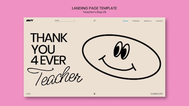 Kostenlose PSD landingpage-vorlage für den tag des flachen design-lehrers