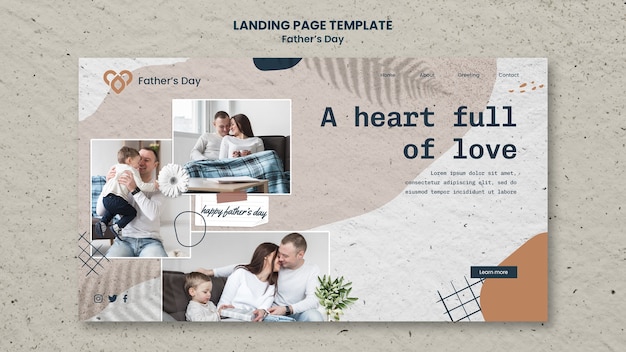Kostenlose PSD landingpage-vorlage für den vatertag im flachen design