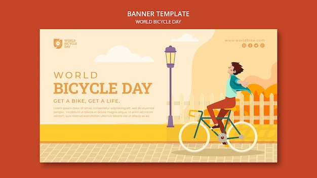 Landingpage-vorlage für den weltfahrradtag im flachen design