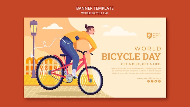 Kostenlose PSD landingpage-vorlage für den weltfahrradtag im flachen design