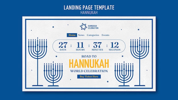 Landingpage-vorlage für die chanukka-feier