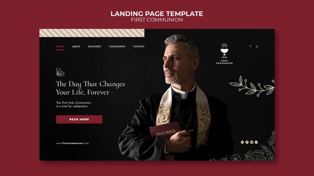 Landingpage-Vorlage für die Erstkommunion im flachen Design