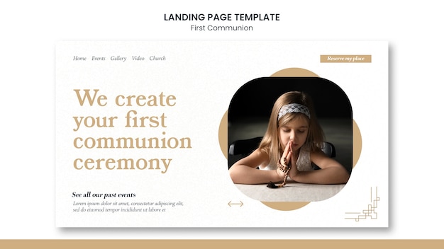 Kostenlose PSD landingpage-vorlage für die erstkommunion