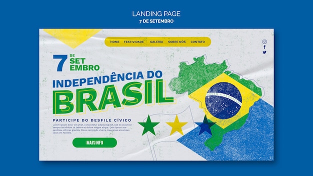 Kostenlose PSD landingpage-vorlage für die feier des brasilianischen unabhängigkeitstages