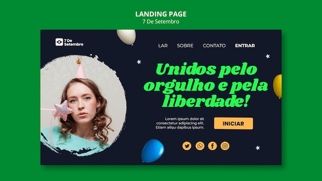 Kostenlose PSD landingpage-vorlage für die feier des brasilianischen unabhängigkeitstages